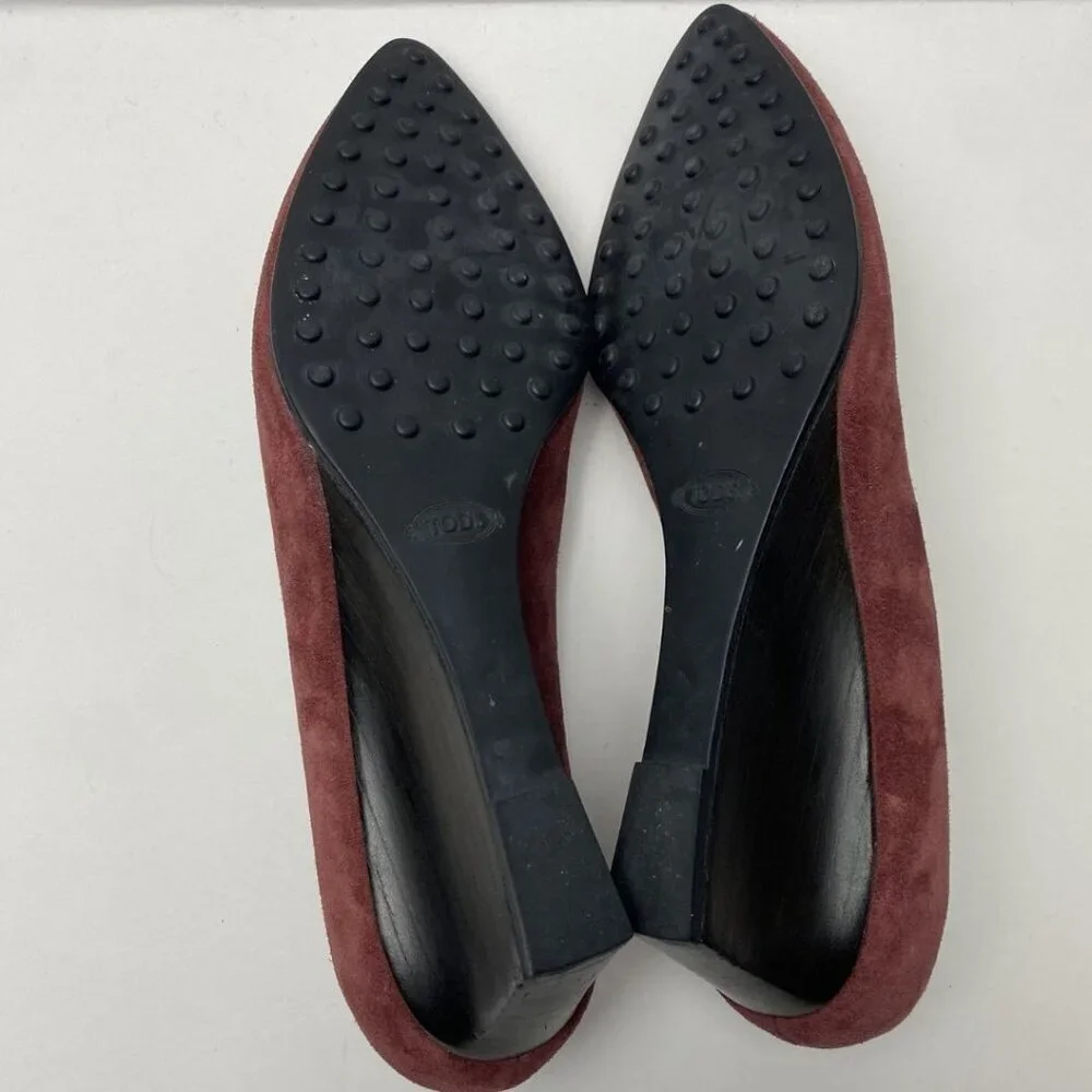 TOD’S Burgundy Suede Wedge Pumps Size 39